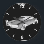 Black and White 1967 Buick Riviera Pop Art Grote Klok<br><div class="desc">Zwart-wit 1967 Buick Riviera Musculair pop afbeelding.</div>