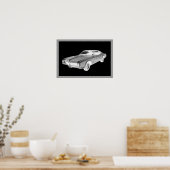 Black and White 1967 Buick Riviera Pop Art Poster (Keuken)