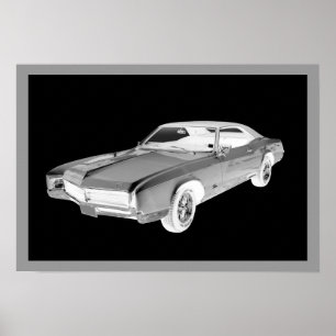 Black and White 1967 Buick Riviera Pop Art Poster