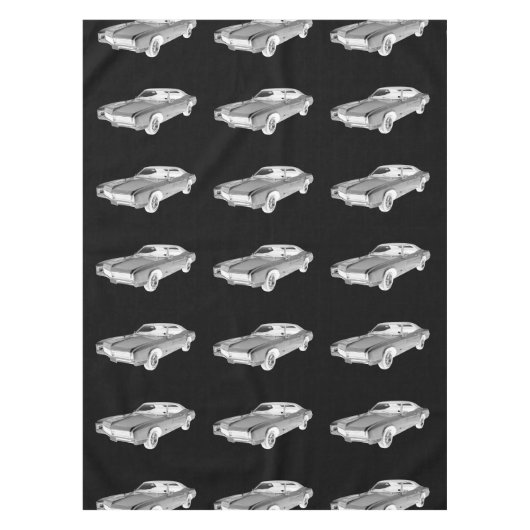 Black and White 1967 Buick Riviera Pop Art Tafelkleed (Voorkant)
