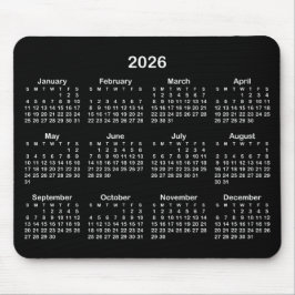 Black and White 2026 Calendar Muismat