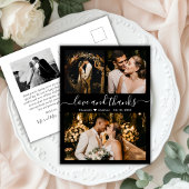 Black and White 3 Photo Collage Weddenschap Bedank Briefkaart