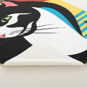 Black and White Abstract Cat Sherpa Deken (3/4)