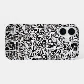 Black and White Abstract Geometric Pattern iPhone 16 Hoesje (Achterkant horizontaal)