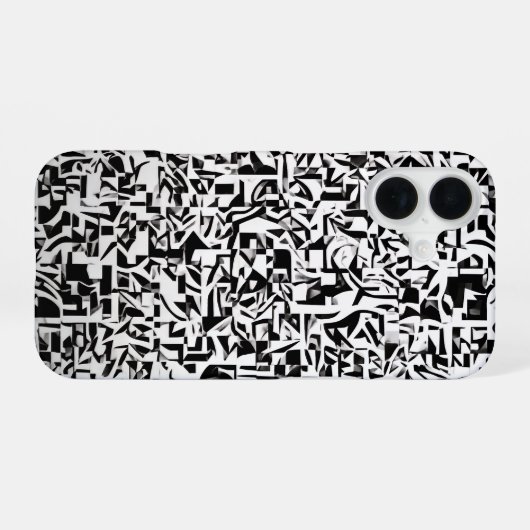Black and White Abstract Geometric Pattern iPhone 16 Hoesje (Achterkant horizontaal)
