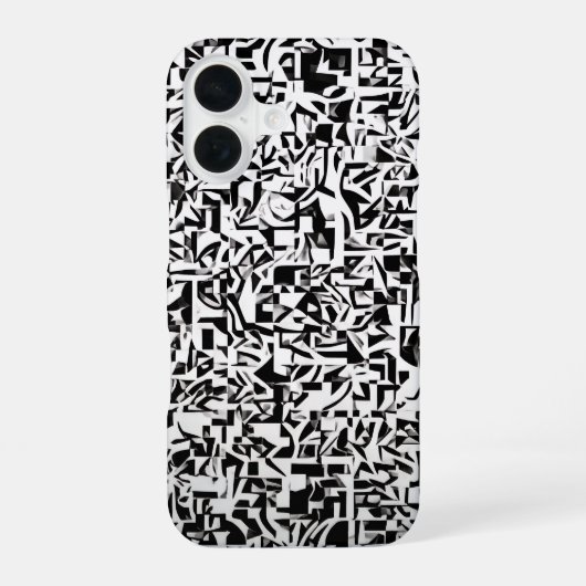 Black and White Abstract Geometric Pattern iPhone 16 Hoesje (Achterkant)