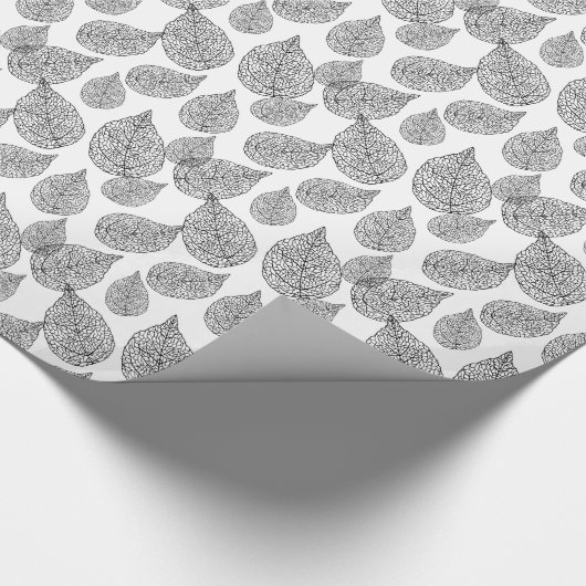 Black And White Abstract Leafs Pattern Cadeaupapier (Hoek)