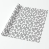 Black And White Abstract Leafs Pattern Cadeaupapier (Uitgerold)