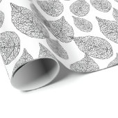 Black And White Abstract Leafs Pattern Cadeaupapier (Rol Hoek)