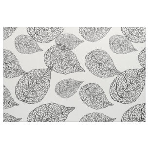 Black And White Abstract Leafs Pattern Stof