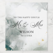 Black and White Abstract Mr & Mrs Wedding Wijn Etiket (Enkel label)