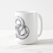 Black and white abstract of three interconnected c koffiemok (Voorkant rechts)