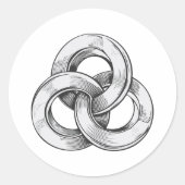 Black and white abstract of three interconnected c ronde sticker (Voorkant)