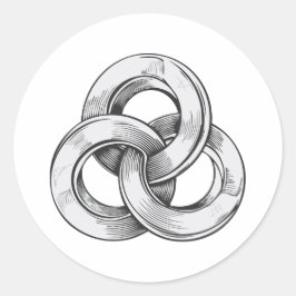 Black and white abstract of three interconnected c ronde sticker