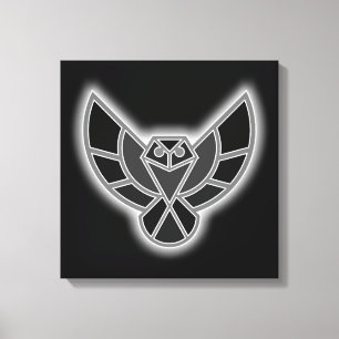 Black and White Abstract Owl in Flight Canvas Afdruk