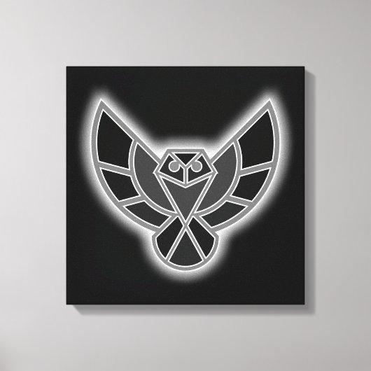 Black and White Abstract Owl in Flight Canvas Afdruk (Voorkant)