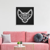 Black and White Abstract Owl in Flight Canvas Afdruk (Insitu (Woonkamer))