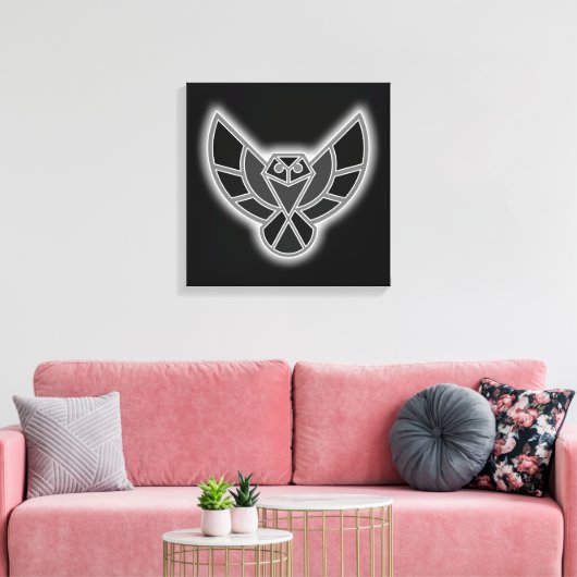 Black and White Abstract Owl in Flight Canvas Afdruk (Insitu (Woonkamer))