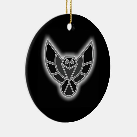 Black and White Abstract Owl in Flight Keramisch Ornament (Rechts)