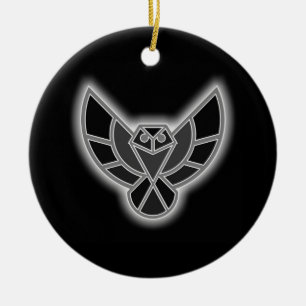 Black and White Abstract Owl in Flight Keramisch Ornament