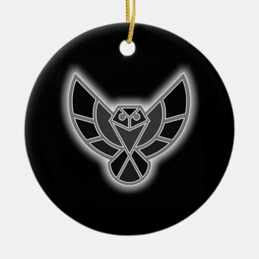Black and White Abstract Owl in Flight Keramisch Ornament (Voorkant)