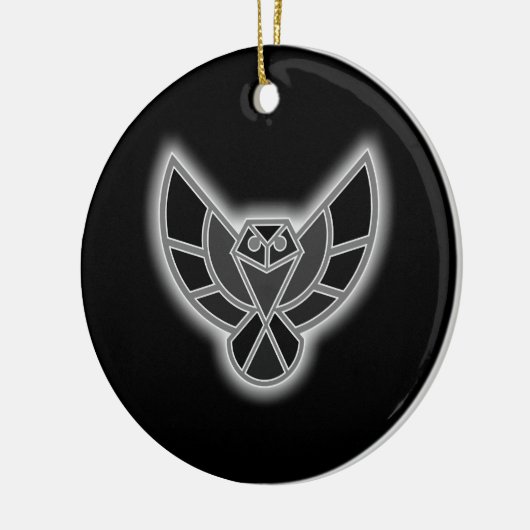 Black and White Abstract Owl in Flight Keramisch Ornament (Links)