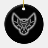 Black and White Abstract Owl in Flight Keramisch Ornament (Achterkant)