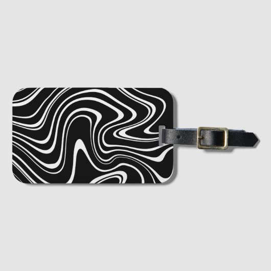 Black and White Abstract Pattern Bagagelabel (Voorkant (horizontaal))