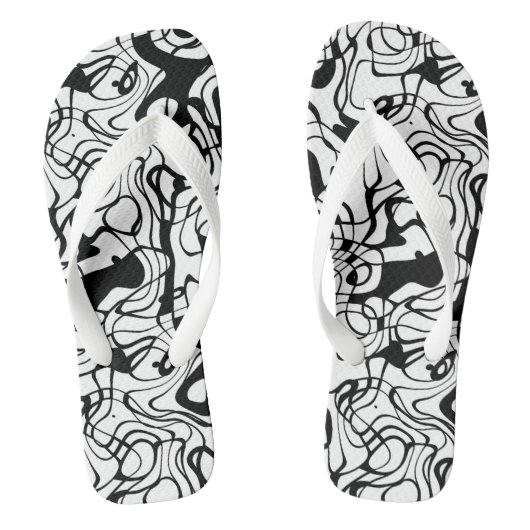 Black and White Abstract Teenslippers (Voetbed)