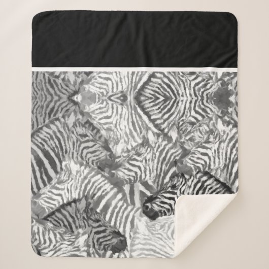 Black and White Abstract Zebra Art Sherpa Deken (Voorkant)