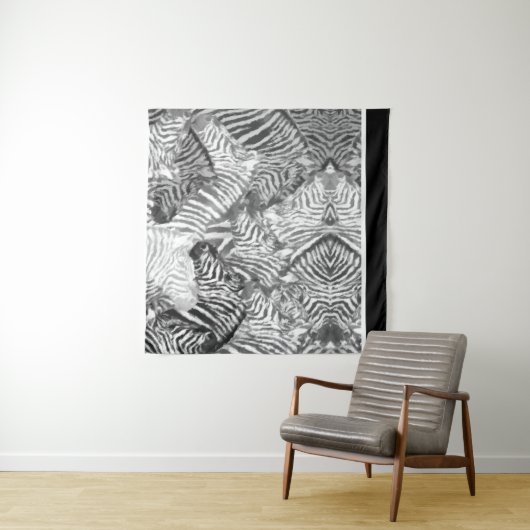 Black and White Abstract Zebra Art Wandkleed (In Situ (horizontaal))