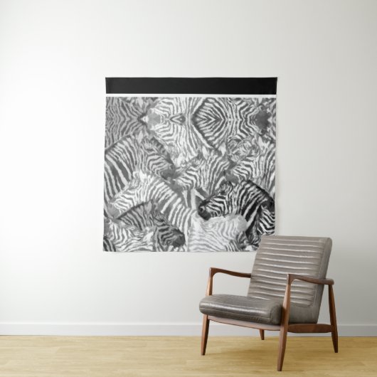 Black and White Abstract Zebra Art Wandkleed (In situ)