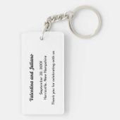 Black and White Acrylic Rectangle Wedding Keychain (achterkant)
