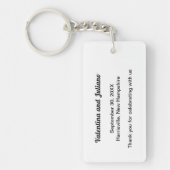 Black and White Acrylic Rectangle Wedding Keychain (Voorkant)