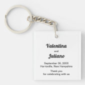 Black and White Acrylic Square Wedding Keychain (Voorkant)