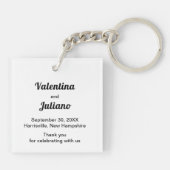 Black and White Acrylic Square Wedding Keychain (Achterkant)