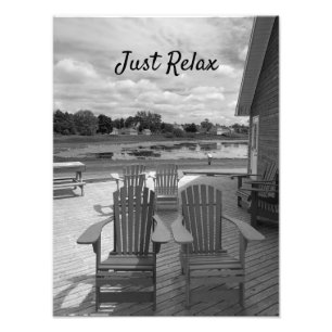 Black and White Adirondack Chairs Photo Print Foto Afdruk