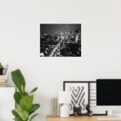 Black and White Aerial City Skyline Night Poster (Thuiskantoor)