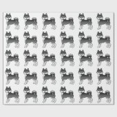 Black and White Alaskan Klee Kai Cute Dog Pattern Cadeaupapier (Vlak)