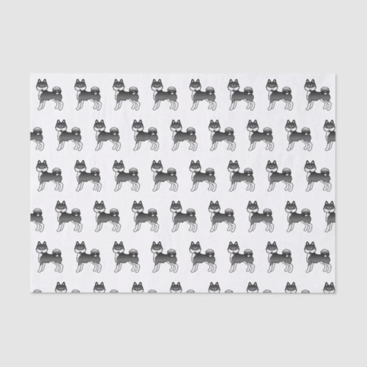 Black and White Alaskan Klee Kai Cute Dog Pattern Tissuepapier (Voorkant)