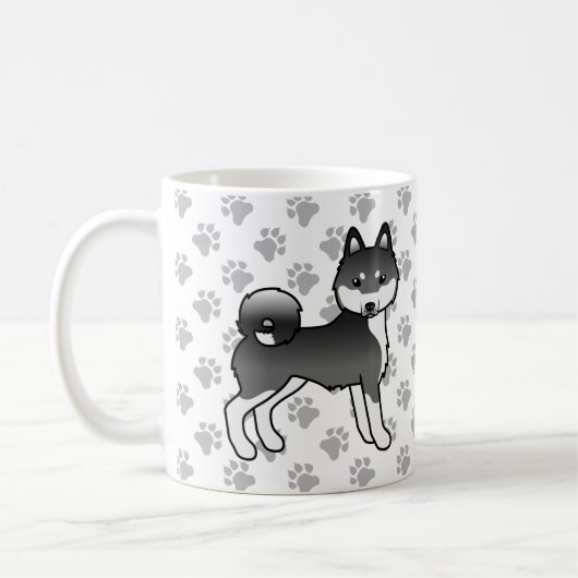 Black and White Alaskan Klee Kai Cute Dog & Paws Koffiemok (Links)