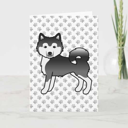 Black and White Alaskan Malamute Cute Dog Kaart (Voorkant)