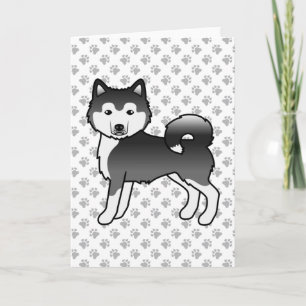 Black and White Alaskan Malamute Cute Dog Kaart