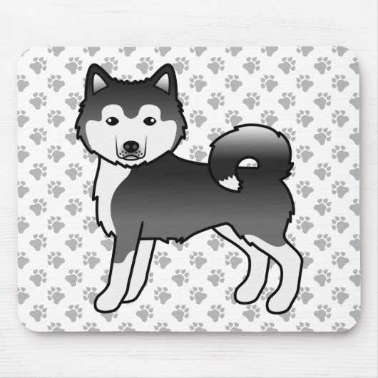 Black and White Alaskan Malamute Cute Dog Muismat (Voorkant)