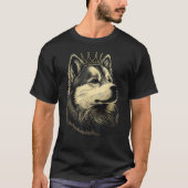 Black and White Alaskan Malamute Dog Crown Alaskan T-shirt (Voorkant)