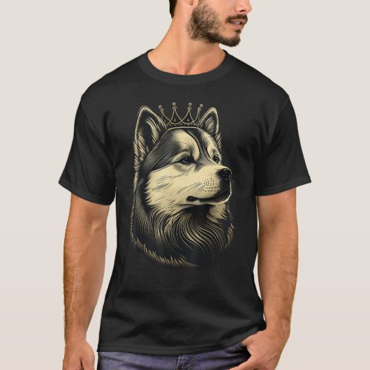 Black and White Alaskan Malamute Dog Crown Alaskan T-shirt (Voorkant)