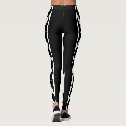 Black and White Aleph Symbol Reflection Leggings (Achterkant)
