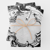 Black and White Alice in Wonderland Lijst Inpakpapier Vel (In situ)