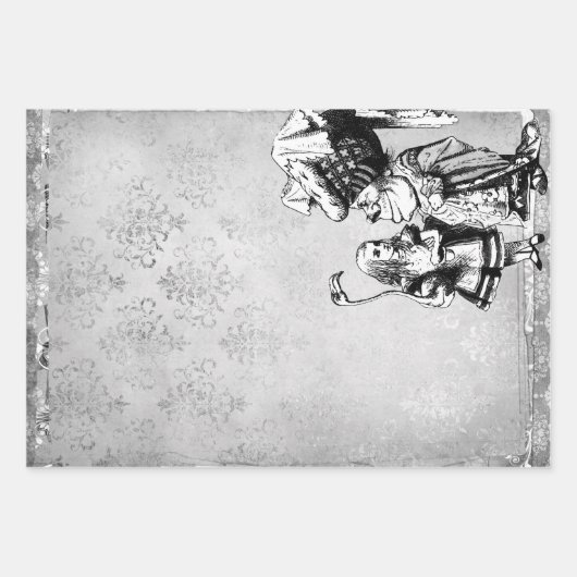 Black and White Alice in Wonderland met Duchess Inpakpapier Vel (Voorkant 2)