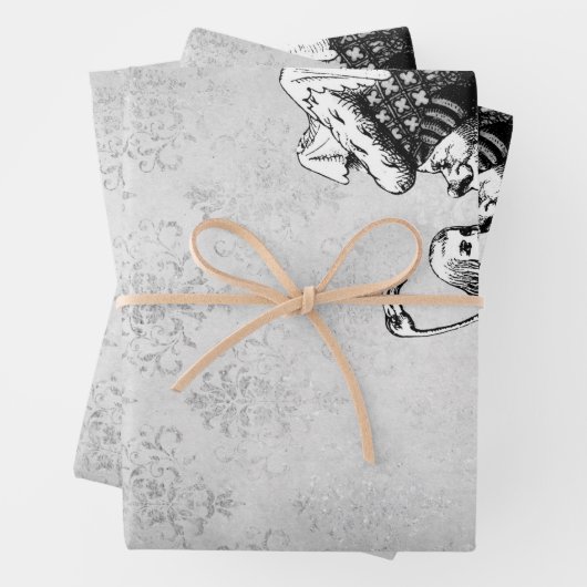 Black and White Alice in Wonderland met Duchess Inpakpapier Vel (In situ)